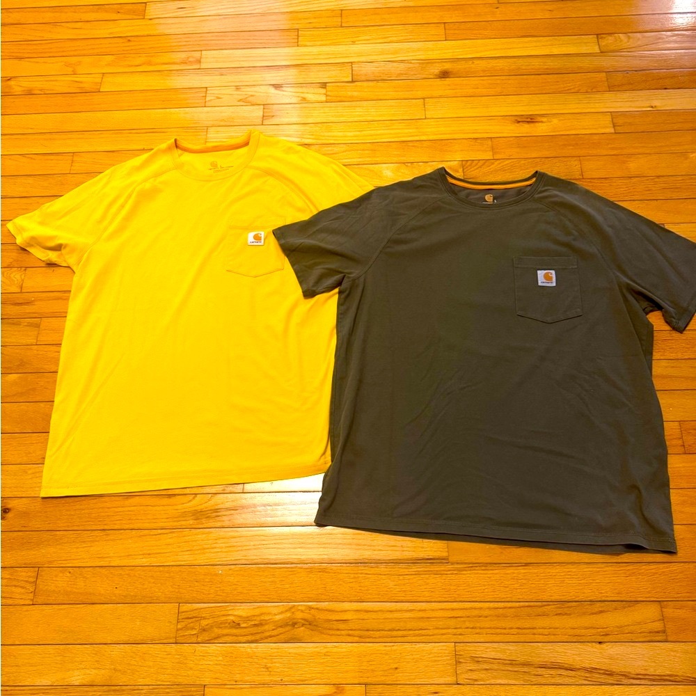 Carhartt Yellow and Olive Short Sleeve Tees Large